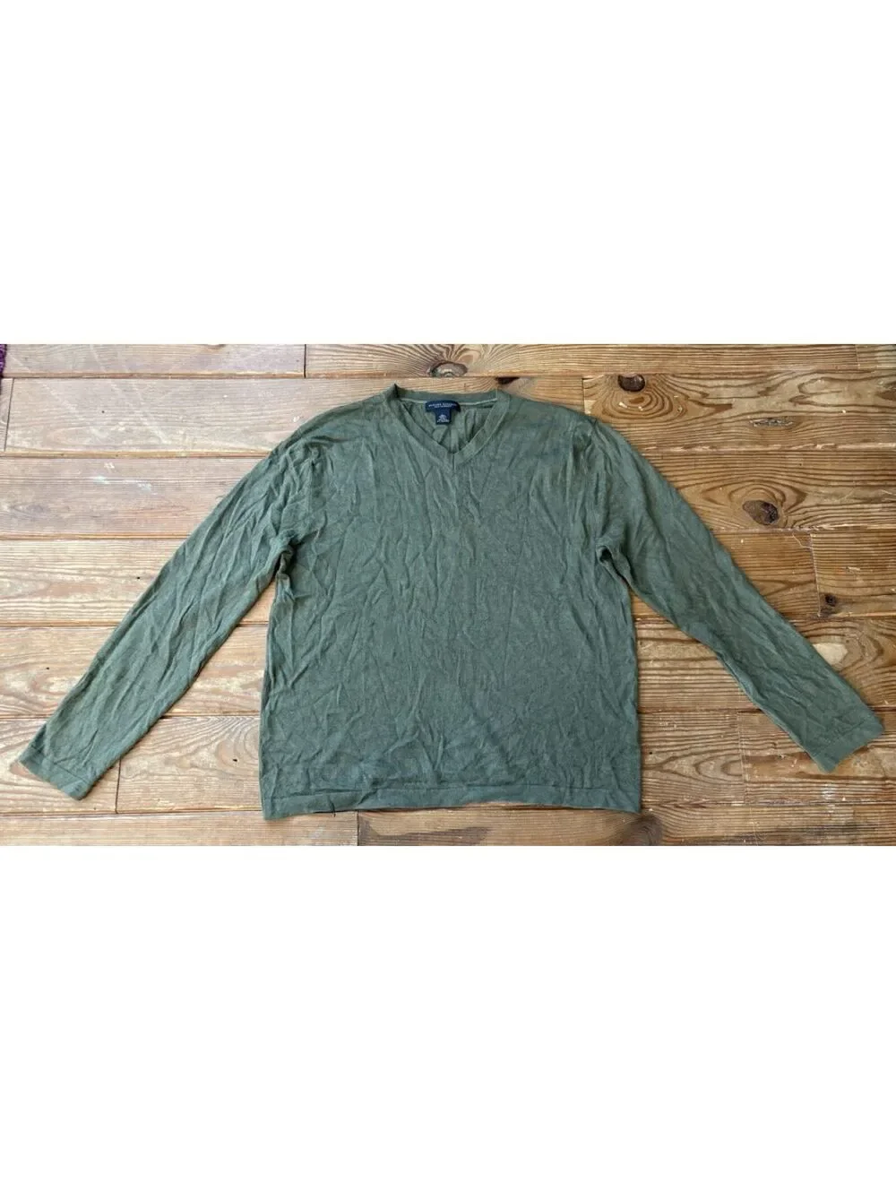 Banana Republic Men's Silk Cashmere V-Neck Sweater Olive Green Size L
